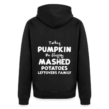Turkey Pumpkin Pie Stuffing mash... - Unisex Premium Bio Zip Hoodie - Schwarz - Hinten - Nico (187cm)