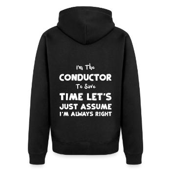 Je suis le chef d’orchestre pour gagner du temps L... - Veste à capuche bio Premium Unisexe - noir - Dos - Nico (187cm)