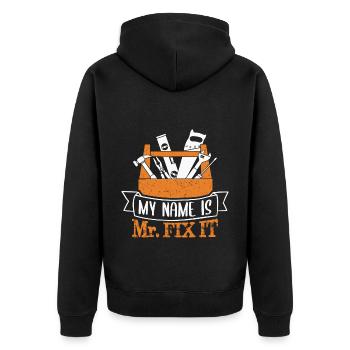 He can fix everything, Father's Day Dad can fix everything - Unisex Premium Organic Zip Hoodie - black - Back - Nico (187cm)