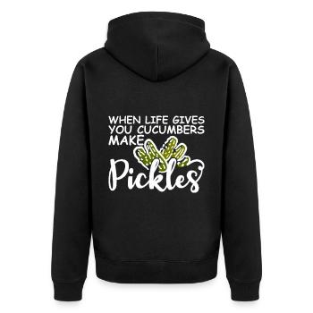 When Life Gives You Cucumbers, Make Pickles 2 - Unisex Premium Bio Zip Hoodie - Schwarz - Hinten - Nico (187cm)