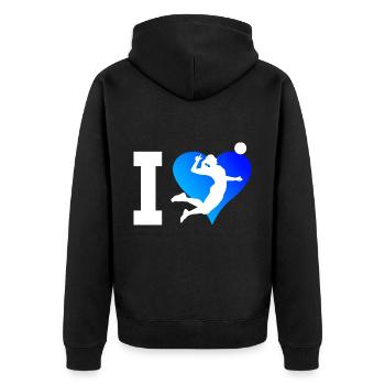 Jeux de volleyball féminin Joueurs de volleyball masculins - Veste à capuche bio Premium Unisexe - noir - Dos - Nico (187cm)