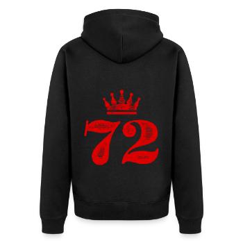 72 Zahl Krone - Unisex Premium Bio Zip Hoodie - Schwarz - Hinten - Nico (187cm)