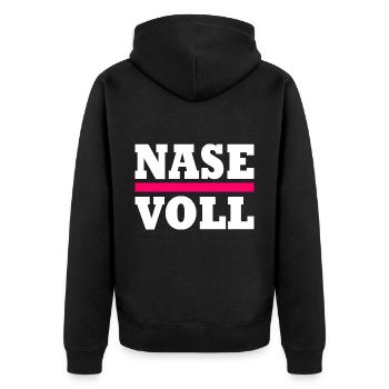 Nase voll - Unisex Premium Bio Zip Hoodie - Schwarz - Hinten - Nico (187cm)