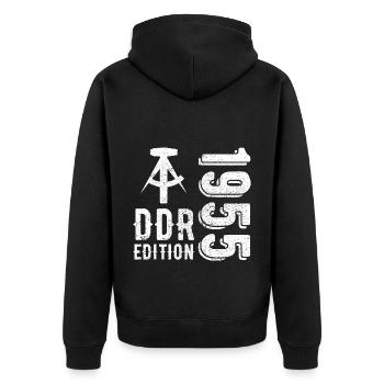 DDR 1955 Edition Geschenk - Unisex Premium Bio Zip Hoodie - Schwarz - Hinten - Nico (187cm)