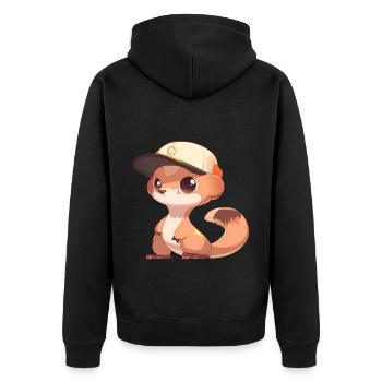 Mungo - Unisex Premium Bio Zip Hoodie - Schwarz - Hinten - Nico (187cm)