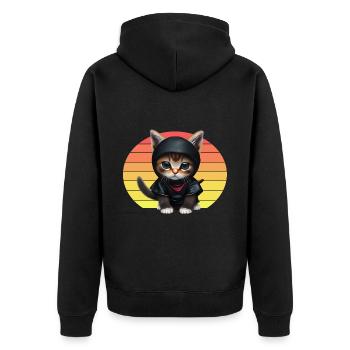 Ninja Cat Sunset - Unisex Premium Organic Zip Hoodie - black - Back - Nico (187cm)