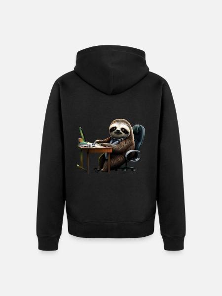 Office Sloth - Unisex Premium Organic Zip Hoodie - black