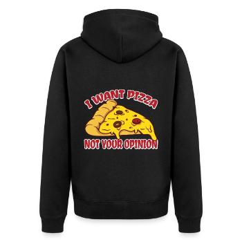 Je veux une pizza, pas votre avis 3 - Veste à capuche bio Premium Unisexe - noir - Dos - Nico (187cm)