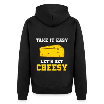 Lustiger Käse Wortspiel Käsemacher - Unisex Premium Bio Zip Hoodie - Schwarz - Hinten - Nico (187cm)