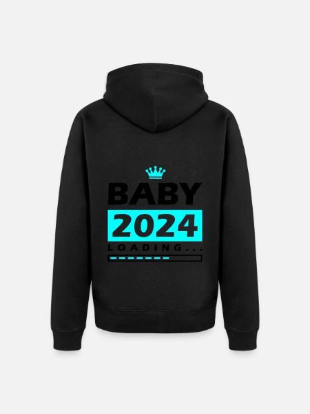 Baby 2024 Loading - Unisex Premium Organic Zip Hoodie - black