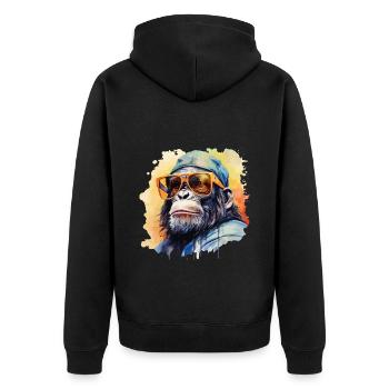 Monkey Sunglasses Cap Cool Chimpanzee Gorilla - Unisex Premium Organic Zip Hoodie - black - Back - Nico (187cm)