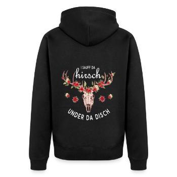 I sauff da Hirsch under da Disch - Veste à capuche bio Premium Unisexe - noir - Dos - Nico (187cm)