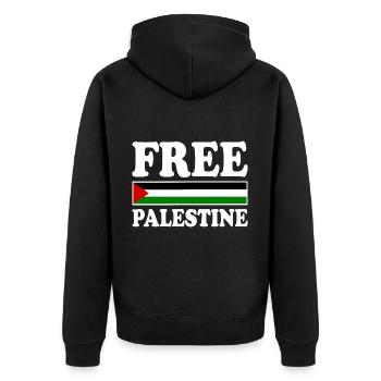 Free palestine - Unisex Premium Bio Zip Hoodie - Schwarz - Hinten - Nico (187cm)