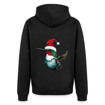 Kolibri Vogel Weihnachten Tier - Unisex Premium Bio Zip Hoodie - Schwarz - Hinten - Nico (187cm)