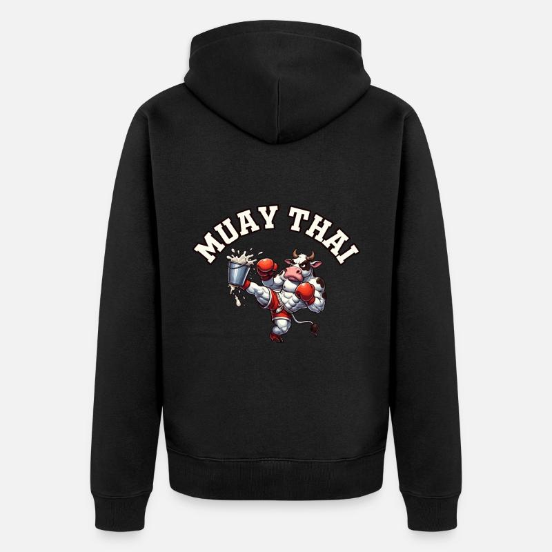 Vache Muay Thai - Veste à capuche bio Premium Unisexe - noir