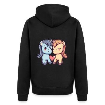 Couple De Chevaux Amoureux Animal Saint Valentin - Veste à capuche bio Premium Unisexe - noir - Dos - Nico (187cm)