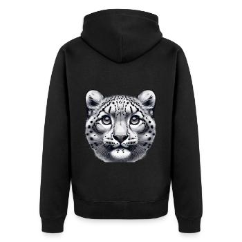 Schneeleopard Leopard Weißer Leopard - Unisex Premium Bio Zip Hoodie - Schwarz - Hinten - Nico (187cm)