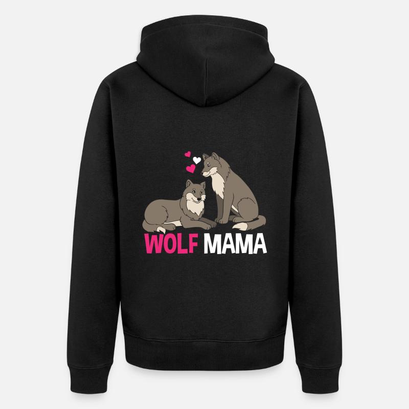 Wolf Mama - Unisex Premium Bio Zip Hoodie - Schwarz