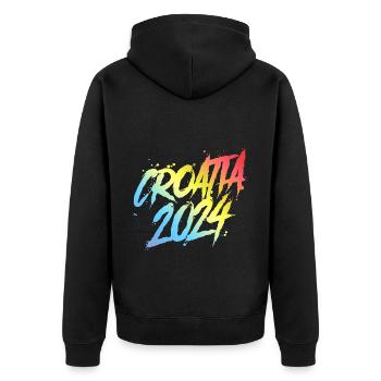 Croatie 2024 Équipe de vacances colorée - Veste à capuche bio Premium Unisexe - noir - Dos - Nico (187cm)