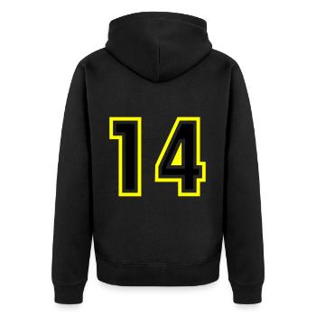 14 Nombre Collège - Veste à capuche bio Premium Unisexe - noir - Dos - Nico (187cm)