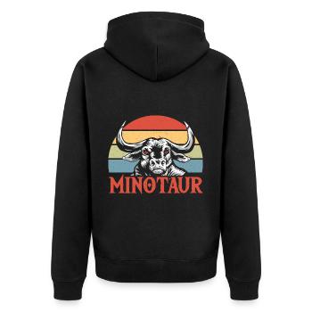 Halbbull-Minotaurus-Geschenk - Unisex Premium Bio Zip Hoodie - Schwarz - Hinten - Nico (187cm)
