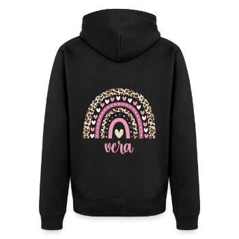 Vera Regenbogen Name Geburtstag Vera - Unisex Premium Bio Zip Hoodie - Schwarz - Hinten - Nico (187cm)