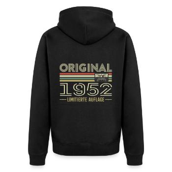 Original 1952 Jahrgang Retro Geburtstag Vintage - Unisex Premium Bio Zip Hoodie - Schwarz - Hinten - Nico (187cm)