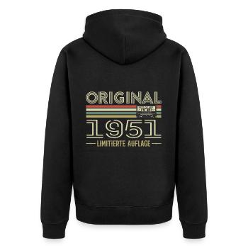 Original 1951 Jahrgang Retro Geburtstag Vintage - Unisex Premium Bio Zip Hoodie - Schwarz - Hinten - Nico (187cm)