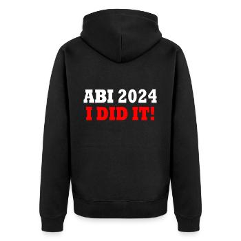 Abi 2024 - Unisex Premium Bio Zip Hoodie - Schwarz - Hinten - Nico (187cm)