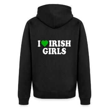 I love irish girls - Unisex Premium Bio Zip Hoodie - Schwarz - Hinten - Nico (187cm)