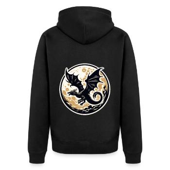 Silhouette de dragon mystique contre la pleine lune - Veste à capuche bio Premium Unisexe - noir - Dos - Nico (187cm)