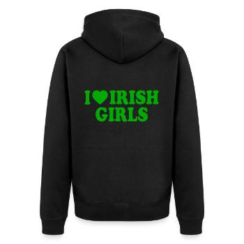 I love irish girls - Unisex Premium Bio Zip Hoodie - Schwarz - Hinten - Nico (187cm)