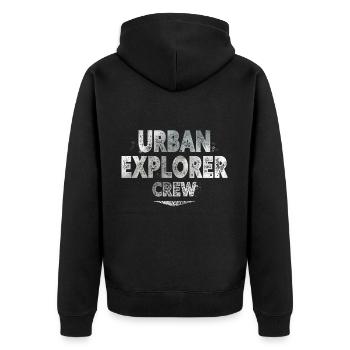 Urban Explorer - Unisex Premium Organic Zip Hoodie - black - Back - Nico (187cm)