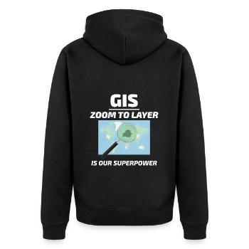 SIG Zoom sur la cartographie des couches Technologie géospatiale - Veste à capuche bio Premium Unisexe - noir - Dos - Nico (187cm)