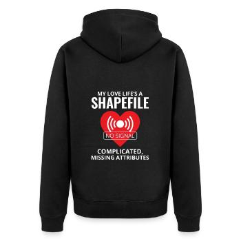 Shapefile GIS Humor Geospatial Technician - Unisex Premium Organic Zip Hoodie - black - Back - Nico (187cm)