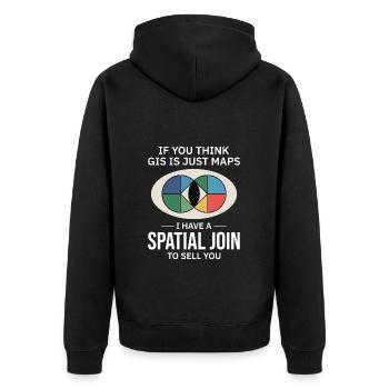 GIS Spatial Join Map Datenanalyse - Unisex Premium Bio Zip Hoodie - Schwarz - Hinten - Nico (187cm)