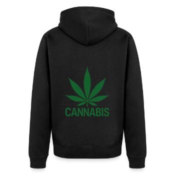 Cannabis Hemp Leaf Statement Green Look - Unisex Premium Organic Zip Hoodie - black - Back - Nico (187cm)
