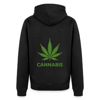 Cannabis Hemp Leaf Statement Green Look - Unisex Premium Organic Zip Hoodie - black - Back - Nico (187cm)