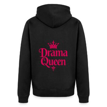 Drama Queen Krone Spruch - Unisex Premium Bio Zip Hoodie - Schwarz - Hinten - Nico (187cm)
