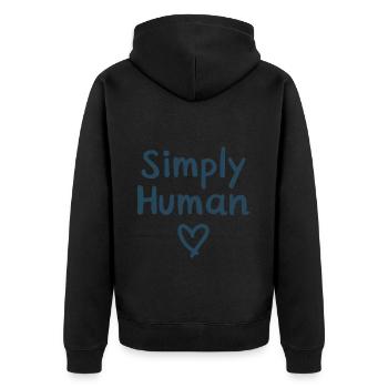 Simply Human Heart Humanity - Unisex Premium Organic Zip Hoodie - black - Back - Nico (187cm)