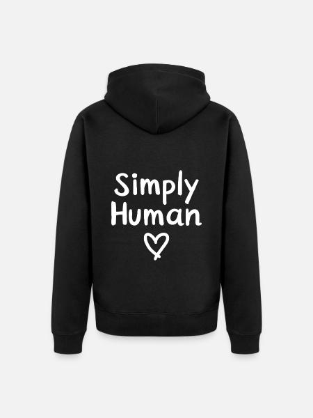 Simply Human Heart Humanity - Unisex Premium Organic Zip Hoodie - black