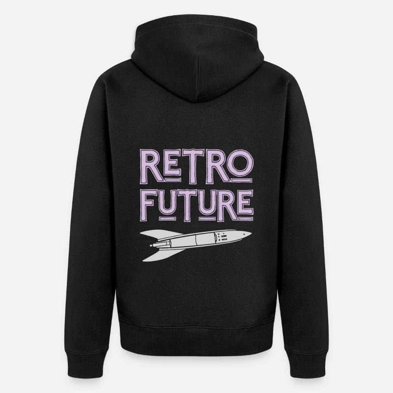 Retro Future Rakete Nostalgie - Unisex Premium Bio Zip Hoodie - Schwarz