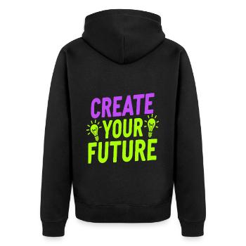Create Your Future Glühbirne - Unisex Premium Bio Zip Hoodie - Schwarz - Hinten - Nico (187cm)
