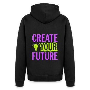 Create Your Future Glühbirne - Unisex Premium Bio Zip Hoodie - Schwarz - Hinten - Nico (187cm)