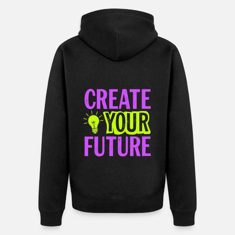 Create Your Future Glühbirne - Unisex Premium Bio Zip Hoodie - Schwarz