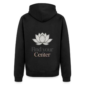 Find Your Center Lotus Blume - Unisex Premium Bio Zip Hoodie - Schwarz - Hinten - Nico (187cm)