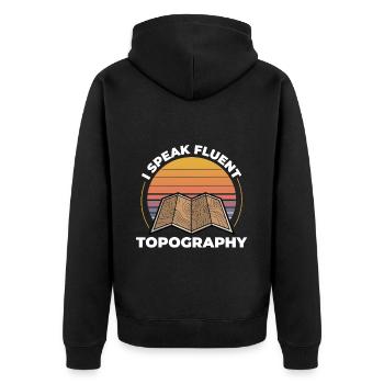 GIS Contour Map Sunset Outdoor Adventure - Unisex Premium Organic Zip Hoodie - black - Back - Nico (187cm)