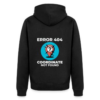 Question Mark Pin Lost Location GIS Error - Unisex Premium Organic Zip Hoodie - black - Back - Nico (187cm)