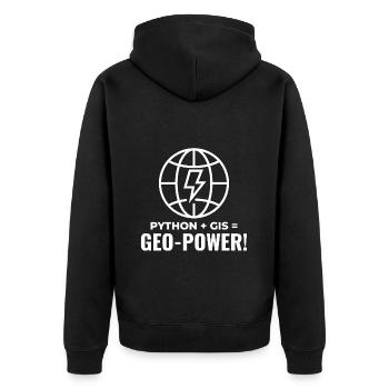 Python GIS Geo-Power Programmierung Geospatial - Unisex Premium Bio Zip Hoodie - Schwarz - Hinten - Nico (187cm)