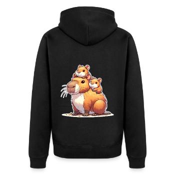 Capybara Maman Fils Fille Enfants - Veste à capuche bio Premium Unisexe - noir - Dos - Nico (187cm)